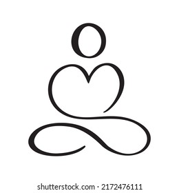 Yoga Lotus pose icon Vector Logo concept. Meditation Yoga Minimal Symbol. Health Spa Meditation Harmony Zen Logotype. Creative Graphic Sign design template.