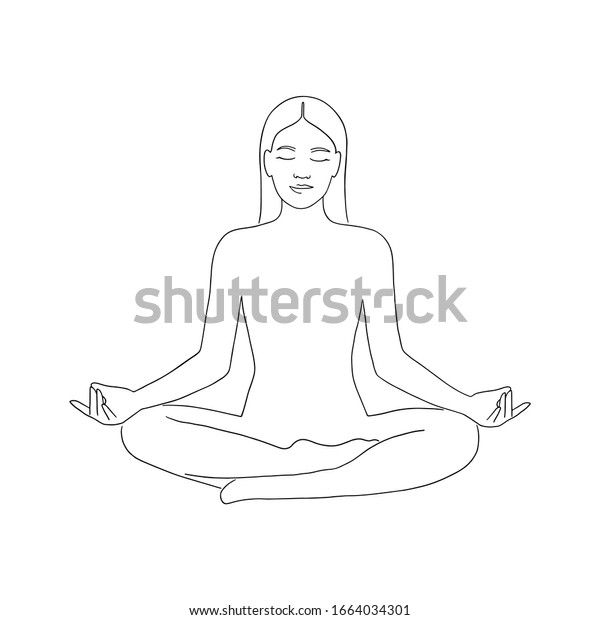 Yoga Lotus Pose Line Art Outline Stock Vector (Royalty Free) 1664034301 ...