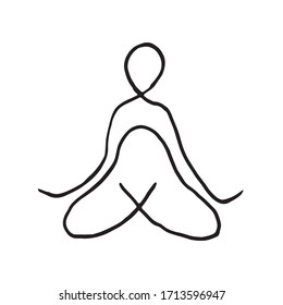 Yoga lotus pose line vector. black silhouette on a white background