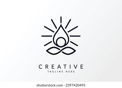 Yoga lotus pose logo, yoga stylized vector icon.