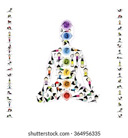 Yoga lotus pose made from asanas for your design