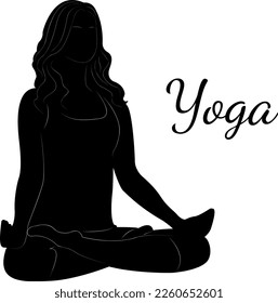 Yoga. Lotus pose. Yoga pose for relaxation and meditation. Silhouettes of a woman.