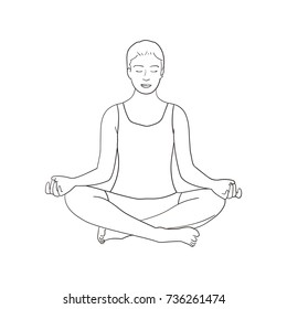 Yoga Lotus Pose Sketch Woman On Stock Vector (Royalty Free) 736261474 ...