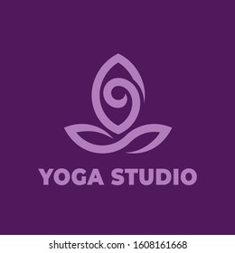 Yoga lotus pose stylized vector icon.