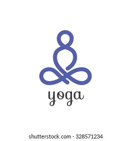 Yoga lotus pose, stylized vector icon.