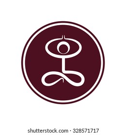 Yoga lotus pose, stylized vector icon.