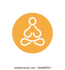 Yoga lotus pose, stylized vector icon.