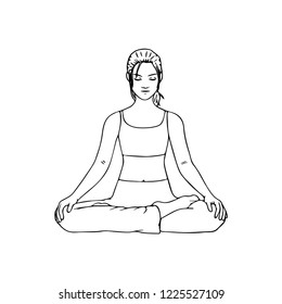 Yoga Lotus Pose Vector Illustration. Traditional Relaxation Pose.