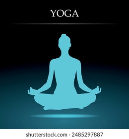Yoga. Lotus pose. Vector silhouette on a dark background