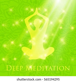 Yoga lotus pose woman meditating deep in crossed-legged