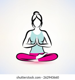 yoga lotus pose, women wellness concept