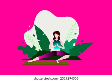 yoga in the lotus position, Yoga exercise fitness therapy healthy