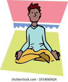 Yoga. Lotus Position Yoga and Meditation vector character, clipart.