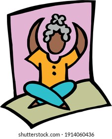 Yoga. Carácter vector de yoga y meditación de posición Lotus, clipart.