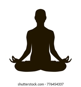 Yoga lotus position padmasana silhouette black and white asana