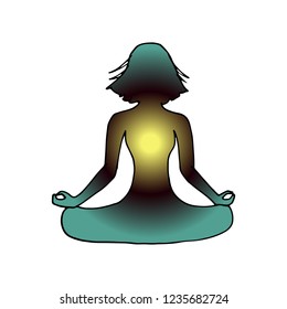yoga. lotus position silhouette . colorful gradient.  meditation concept. vector illustration.