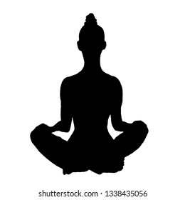 yoga lotus position silhouette - vector