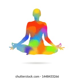 yoga. lotus position silhouette. vector illustration