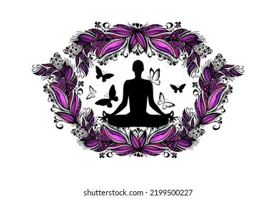 yoga. lotus position silhouette. vector shape