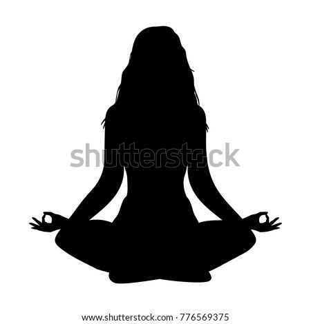 yoga. lotus position silhouette. vector shape. Long hairs