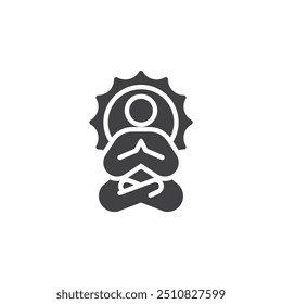 Icono de Vector de posición de loto de yoga. cartel plano lleno para concepto móvil y Diseño web. Icono de glifo de persona de meditación. Símbolo zen, ilustración de logotipo. Gráficos de Vector