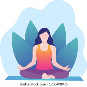 Yoga en posición de loto. Ilustración del vector