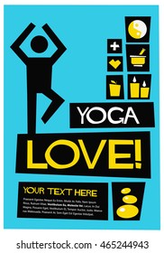 Yoga Love! (Flat Style Vector Illustration Quote Poster Design) With Text Box