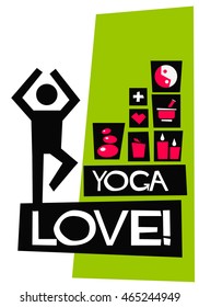 Yoga Love! (Flat Style Vector Illustration Quote Poster Design)