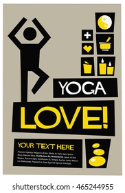 Yoga Love! (Flat Style Vector Illustration Quote Poster Design) With Text Box
