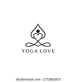 yoga love wellness healthy logo design vector illustration