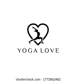 yoga love wellness healthy logo design vector illustration