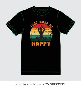 Yoga make me happy t shirt design.