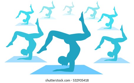 Yoga male legs up silhouette of training vector illustration
