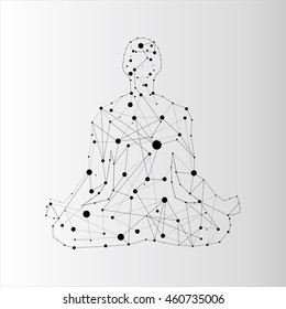 Yoga man, dots and lines connected.