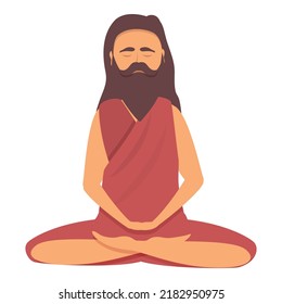 Yoga Man Icon Cartoon Vector. Indian Yogi. Pose Happy