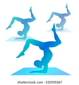 Yoga man legs up silhouette training vector illustration
