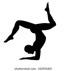 Yoga man legs up silhouette vector illustration