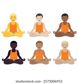 Yoga man lotus mindfulness meditation character vector illustration