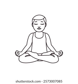 Yoga man lotus mindfulness meditation character vector illustration