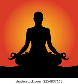 Yoga man, meditation vector, inner peace illustration