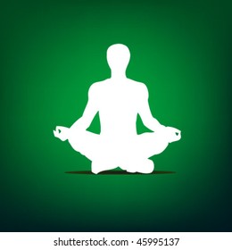 yoga man on the green background