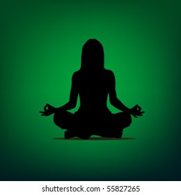 yoga man on the green background