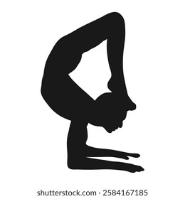 Yoga. Man. The silhouette of a man. Beautiful stretching, gymnastics. Handstand