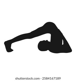 Yoga. Man. The silhouette of a man. Halasana. The plow position