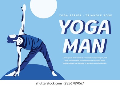 Yoga Man Triangle Pose Illustration