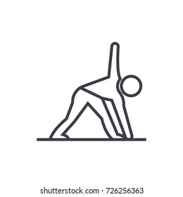 yoga man vector line icon, sign, illustration on background, editable strokes