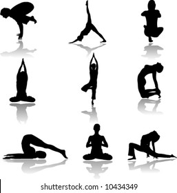 Yoga man and woman siluettes in vector art