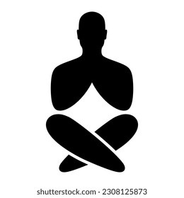 Yoga man in a zen pose, spiritual, black silhouette, minimalist vector logo.