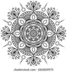 yoga mandala design for coloring page and t-shirt print