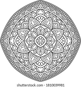 yoga mandala design for coloring page and t-shirt print